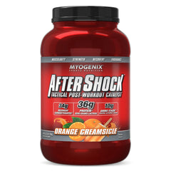 Myogenix Aftershock orange creamsicle powder ready to mix for post-workout refuel
