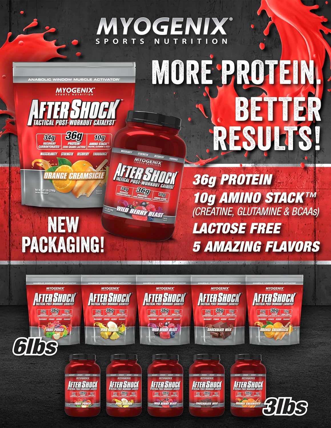 Myogenix Aftershock orange creamsicle close-up highlighting flavor appeal