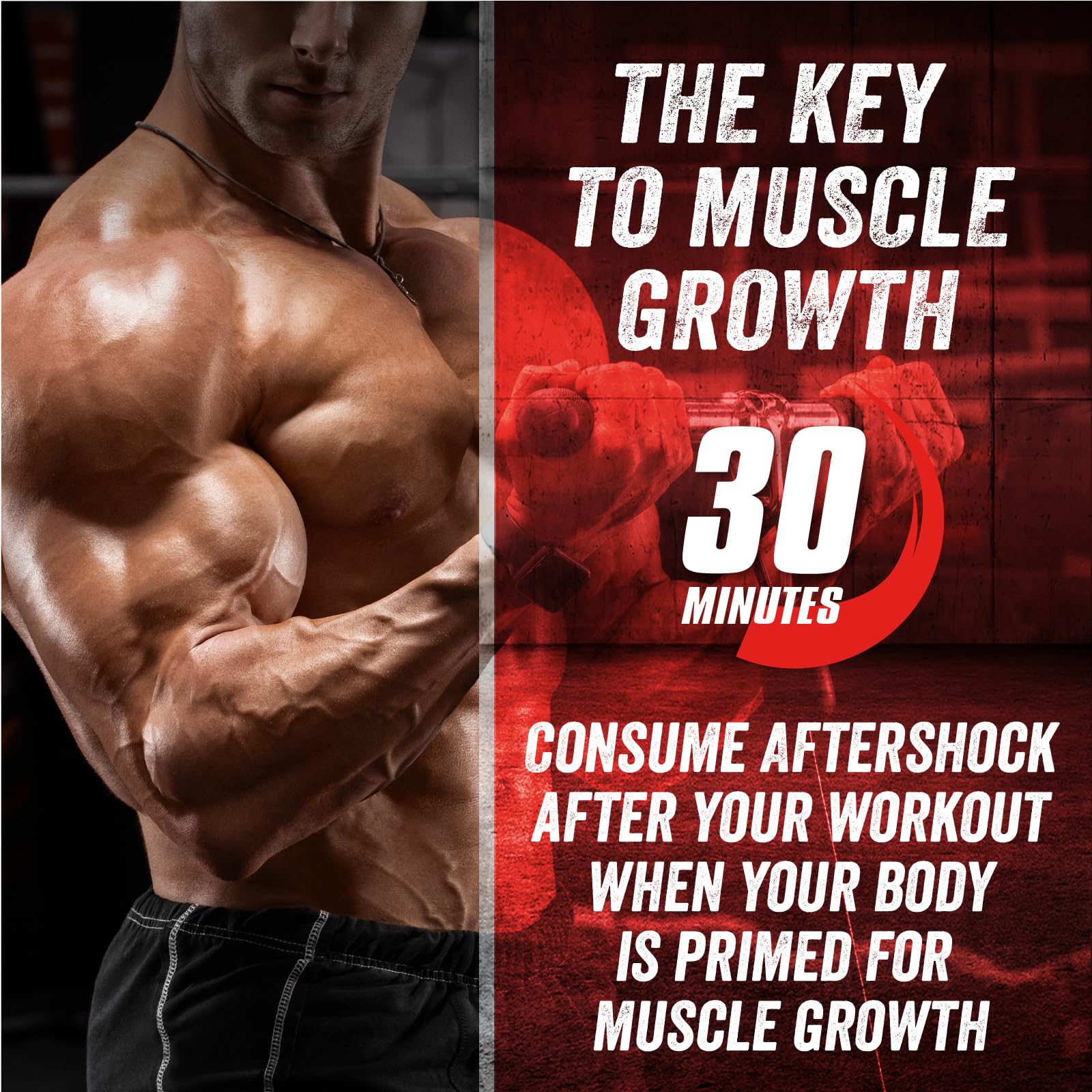 Close-up of Myogenix Aftershock powder highlighting texture and aroma