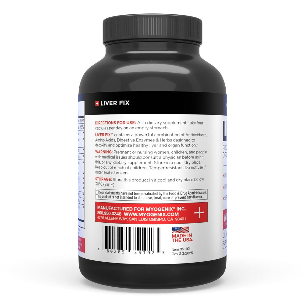 Myogenix Liver Fix digestive enzymes and bile salts aiding digestion and nutrient absorption.