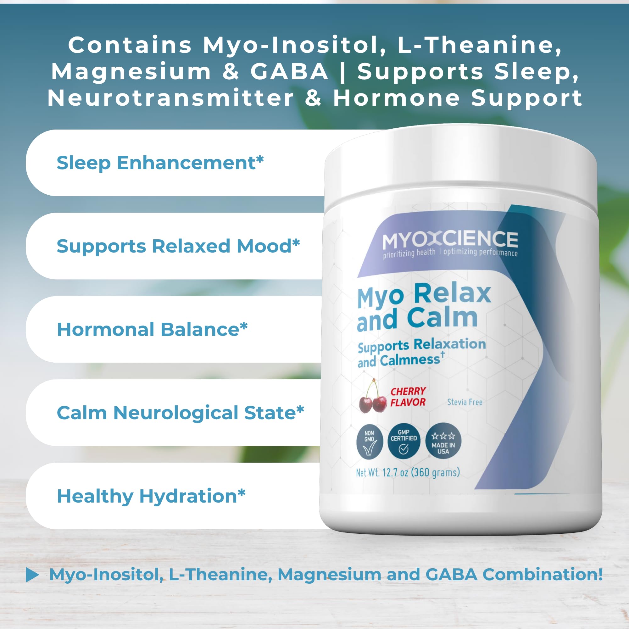 MYOXCIENCE Myo Relax & Calm morning routine visual suggesting balanced mood