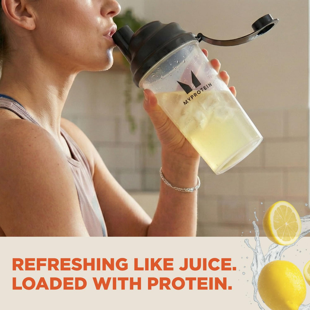Myprotein Clear Whey Isolate Lemonade tub emphasizes high-protein, low-calorie option