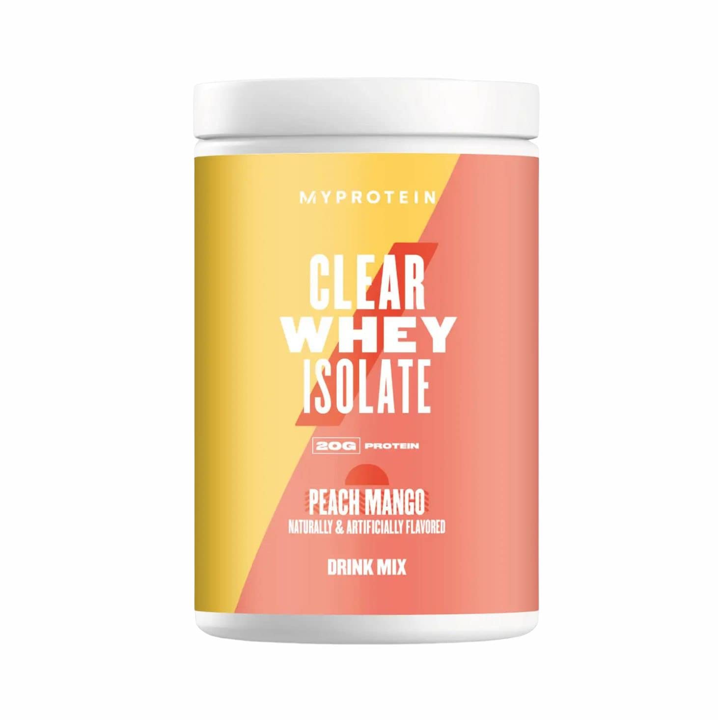 Myprotein Clear Whey Isolate Peach Mango bottle for a refreshing protein drink