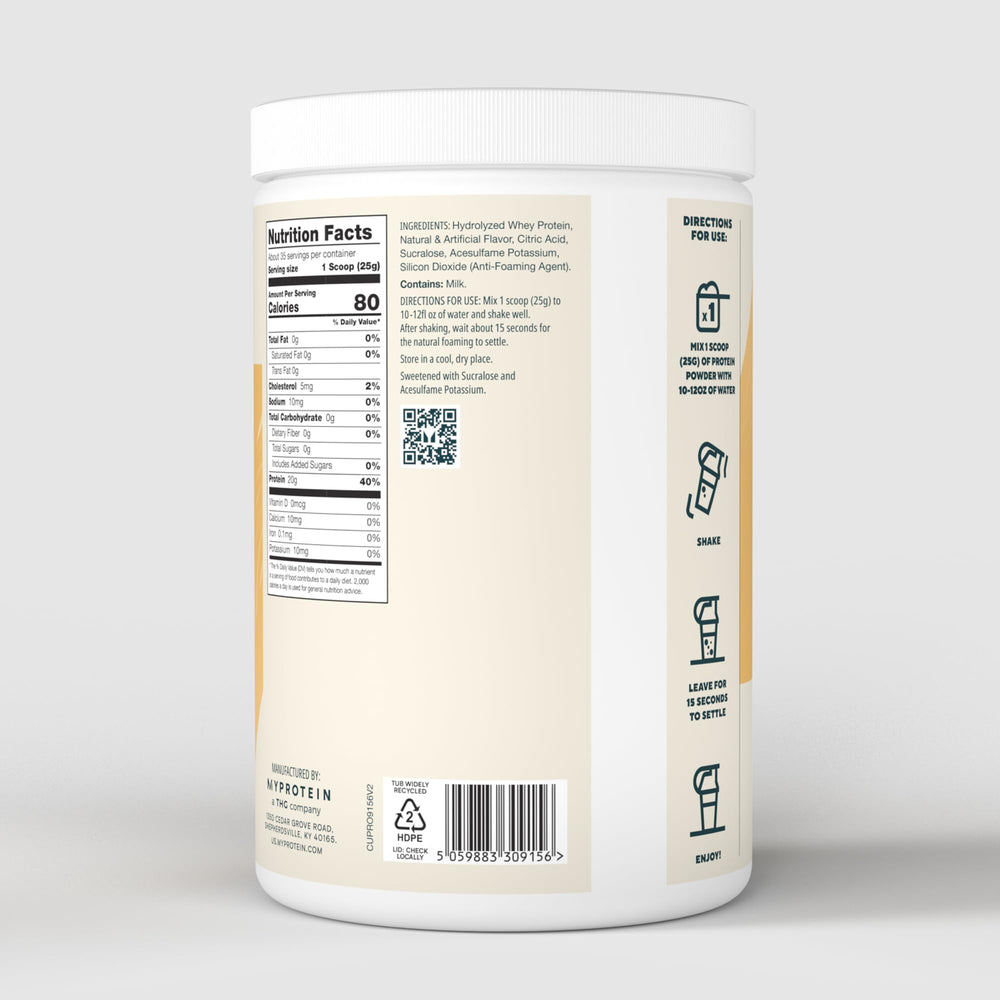 Myprotein Clear Whey Isolate close-up of a refreshing, low-calorie protein option