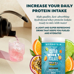 Myprotein Clear Whey Isolate Sour Watermelon pour into glass for quick hydration