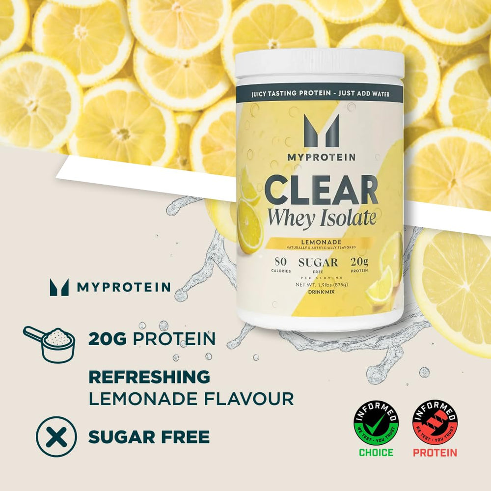 Myprotein Clear Whey Isolate Strawberry glass showcasing a refreshing protein drink