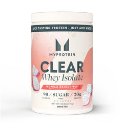 Myprotein Clear Whey Isolate Tropical Dragonfruit in a glass offering a refreshing 20g protein sip