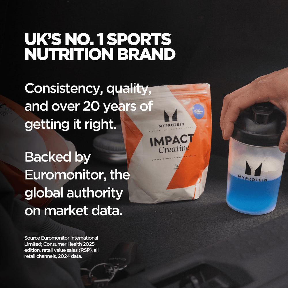 Myprotein creatine monohydrate close-up texture highlights quality.