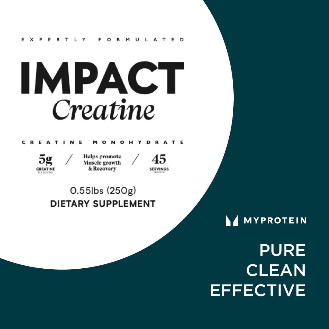 Myprotein Creatine Monohydrate Powder packaging highlights 100 servings.
