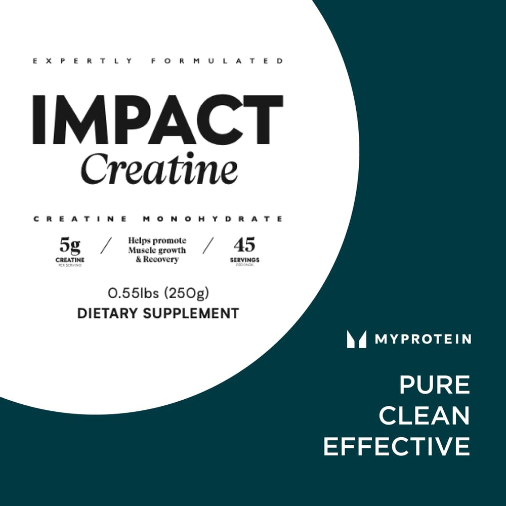 Myprotein Creatine Monohydrate Powder packaging highlights 100 servings.