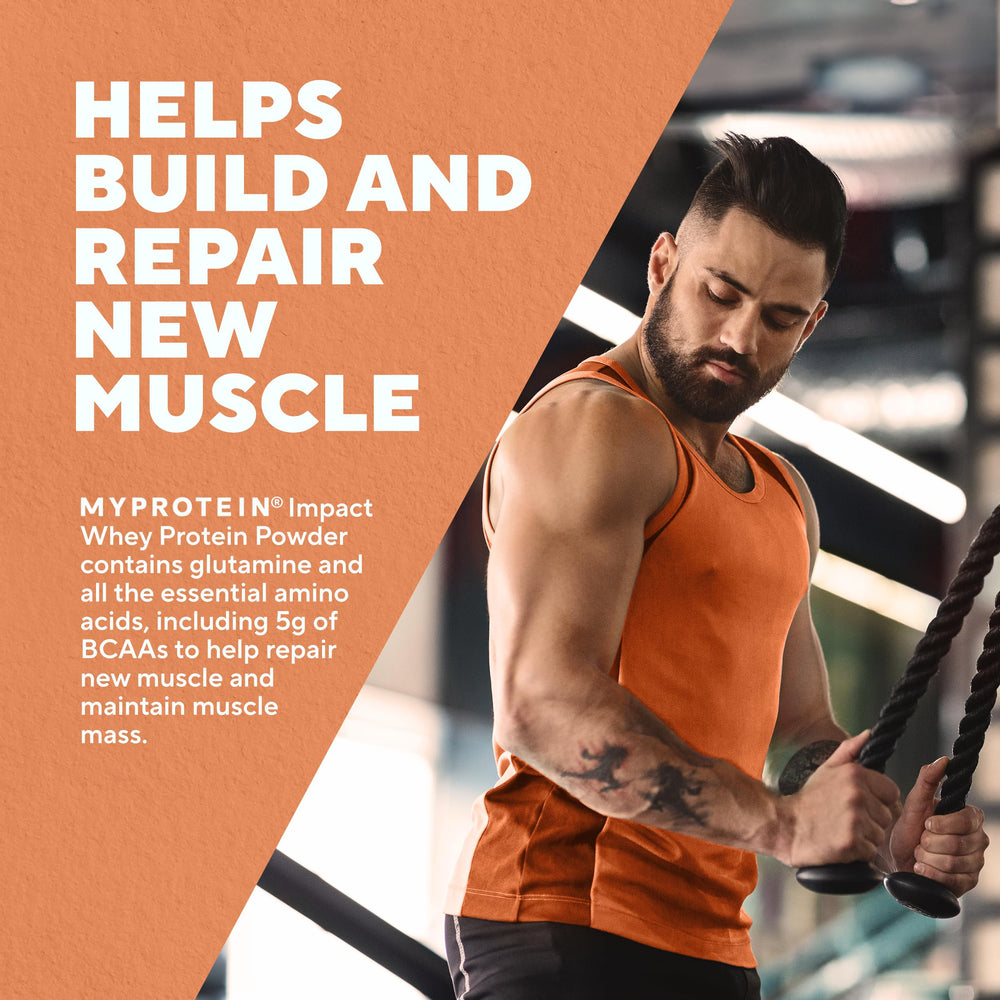 Myprotein Impact Whey 34g serving scoop demonstrates accurate portion control.