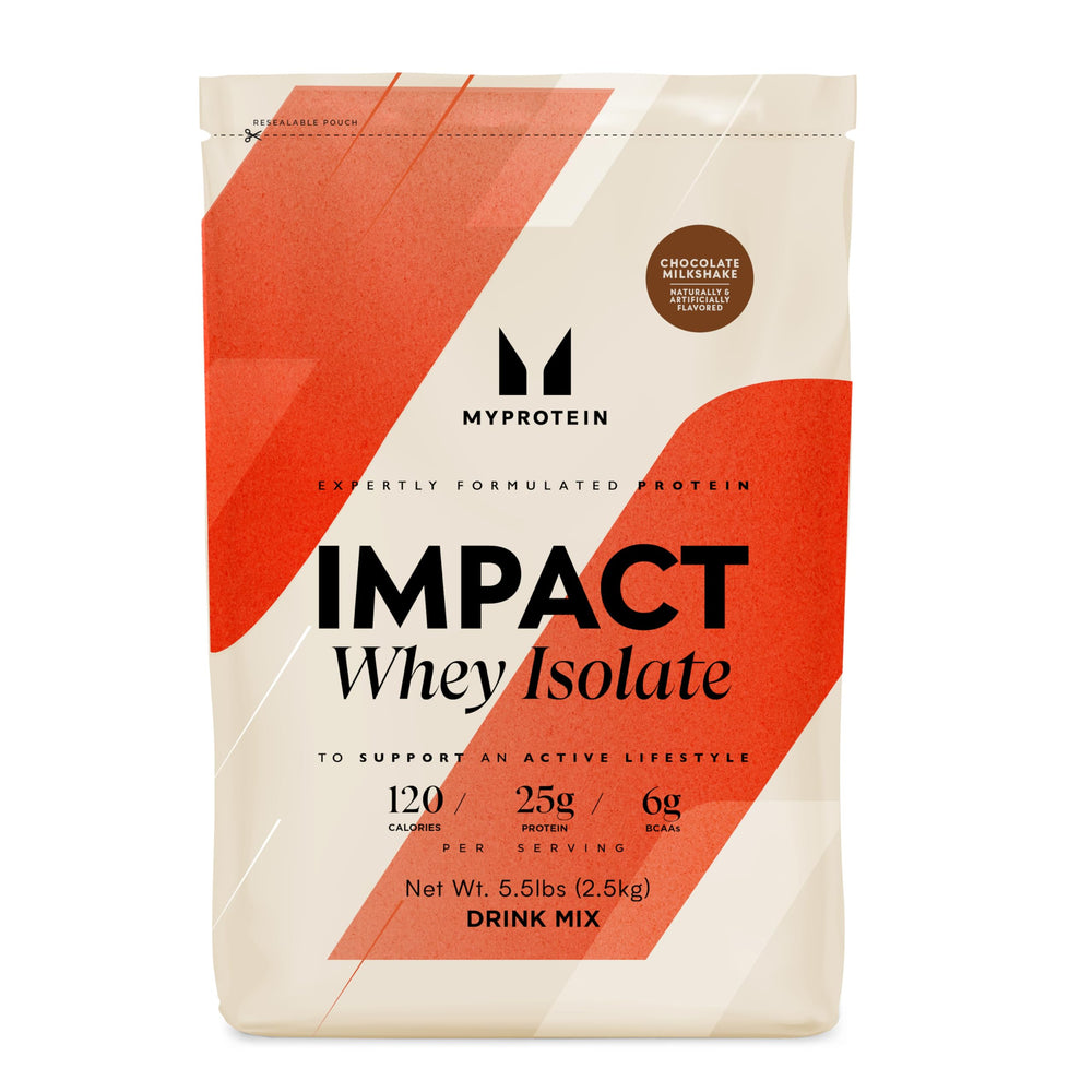 Myprotein Impact Whey Protein Isolate chocolate jar on display for convenient protein