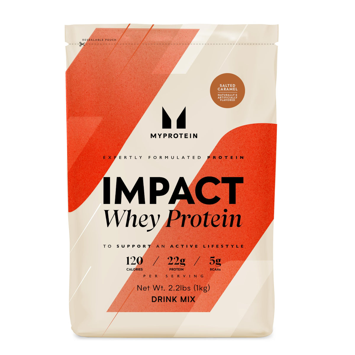 Myprotein Impact Whey Protein Salted Caramel tub, ideal for post-workout recovery.