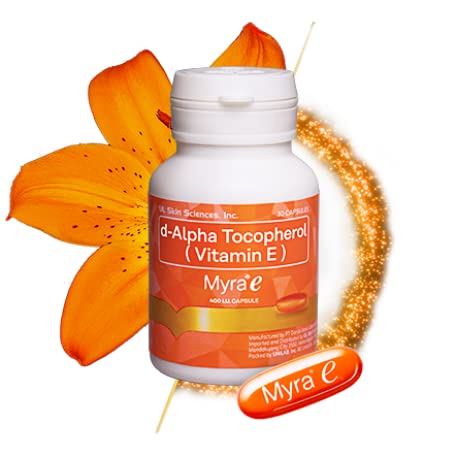 Close-up of Myra E capsules highlighting antioxidant protection.