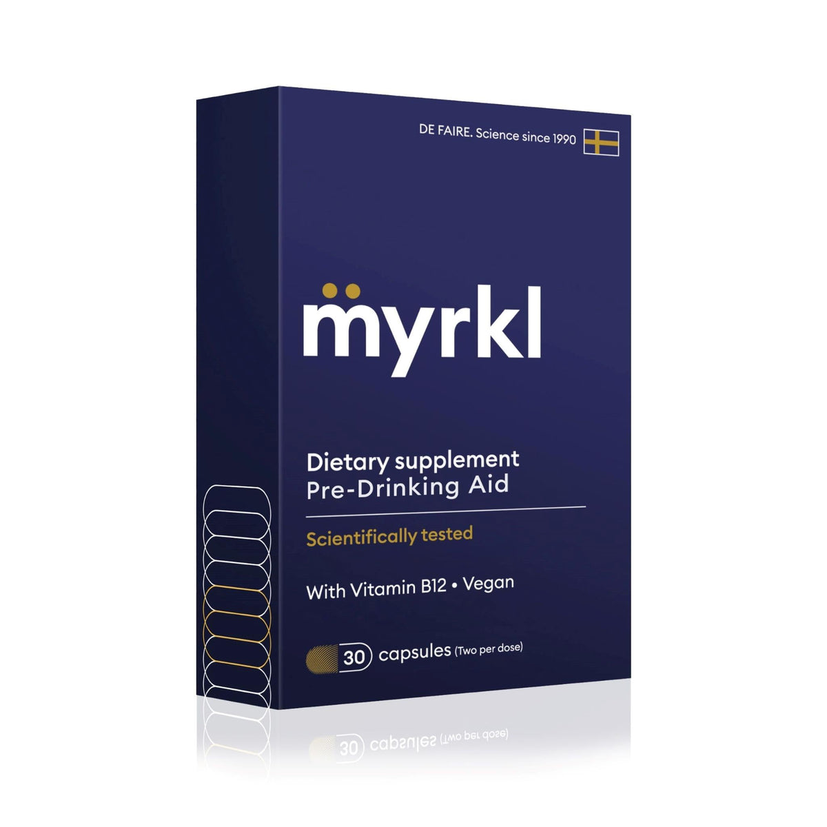 Myrkl pre-drinking bottle with capsules for smoother mornings
