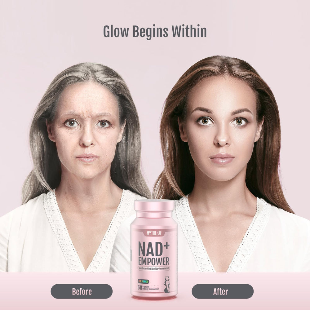 MythLeaf NAD+ with CoQ10 and resveratrol for cellular vitality.