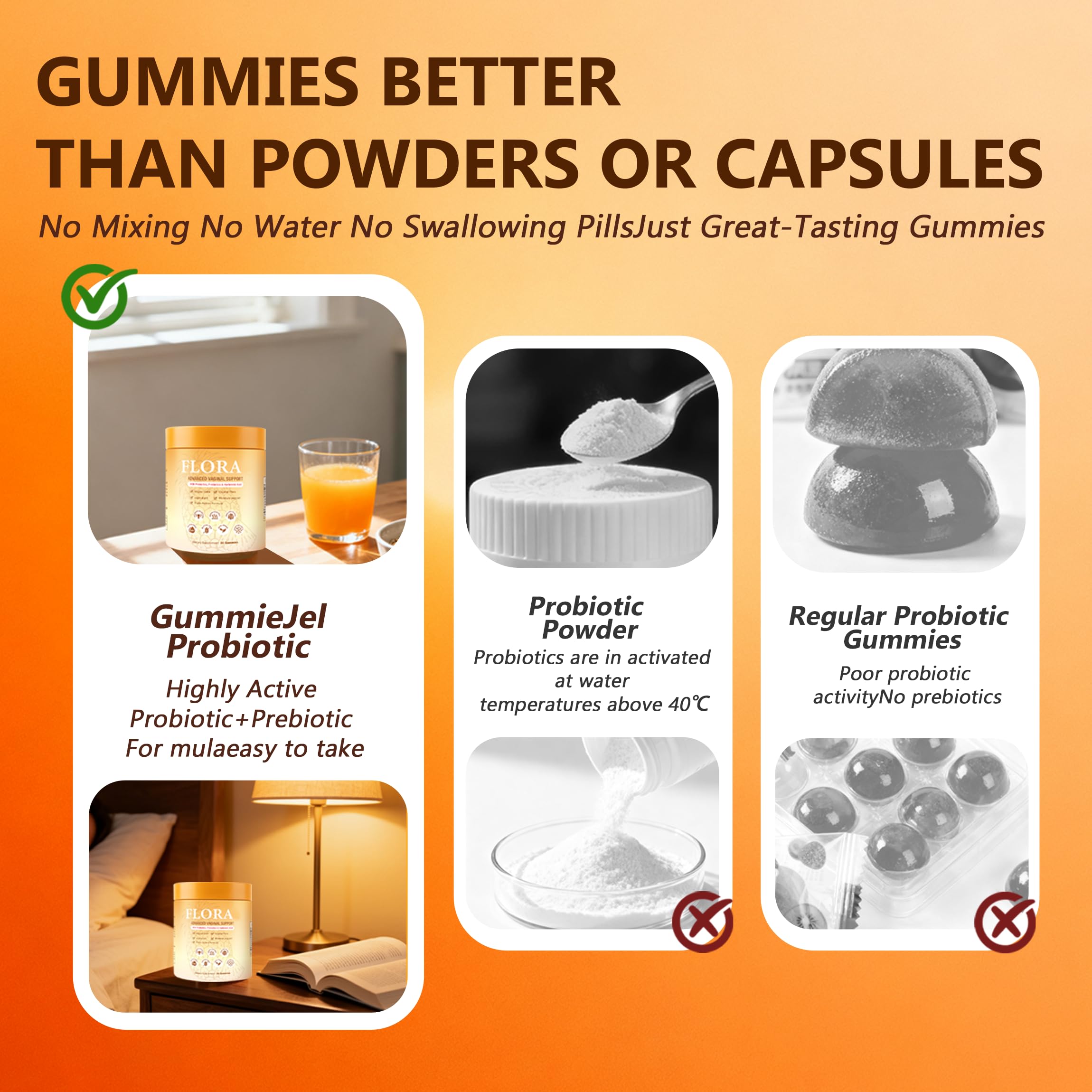 MZXDXZE Flora Plus Gummies ingredients label highlights vegetarian, non-GMO formula with quality components.