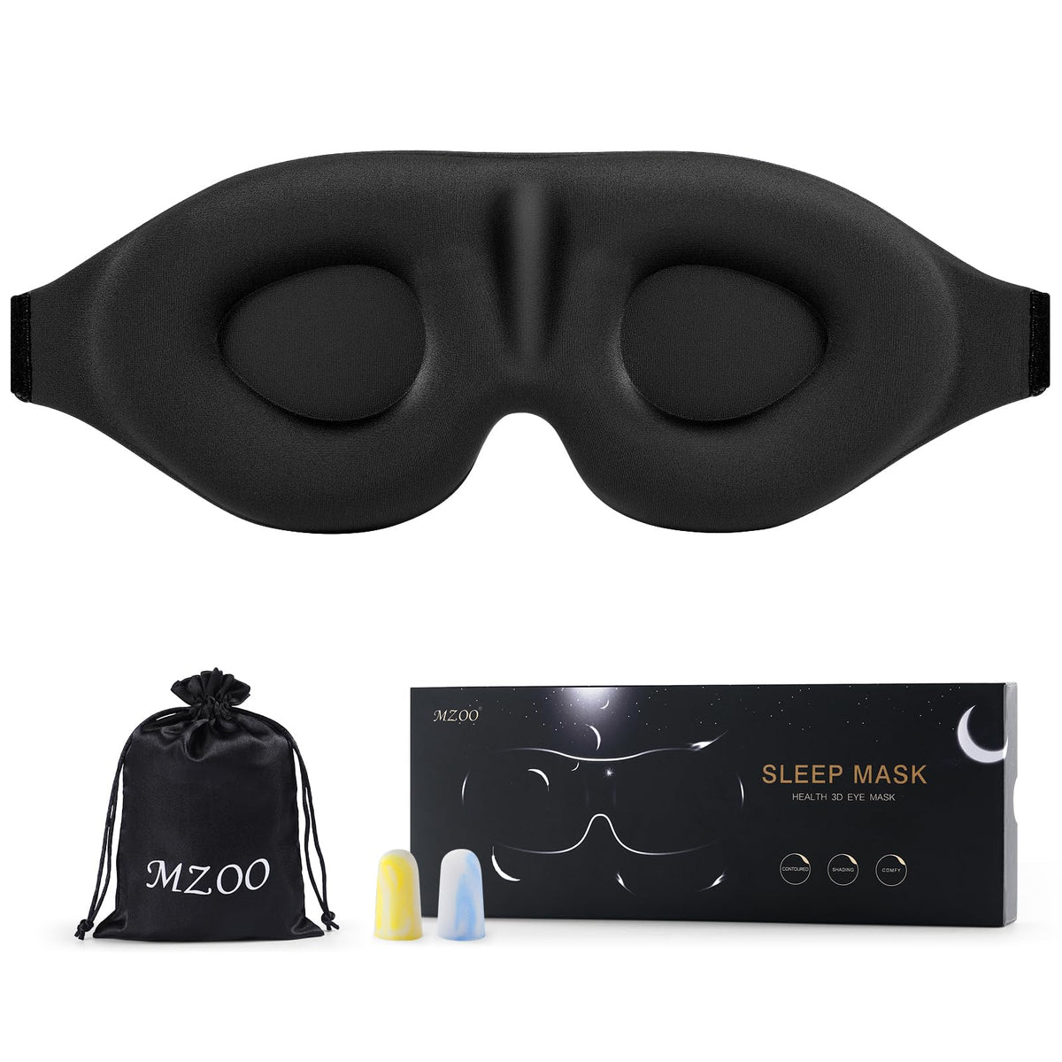 Mzoo luxury sleep eye mask for side sleepers blocks light for undisturbed rest.