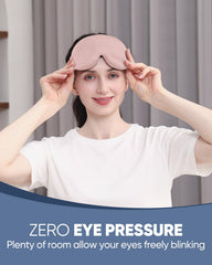 MZOO eye mask designed for side sleepers with 15° curved sides for reduced temple pressure.
