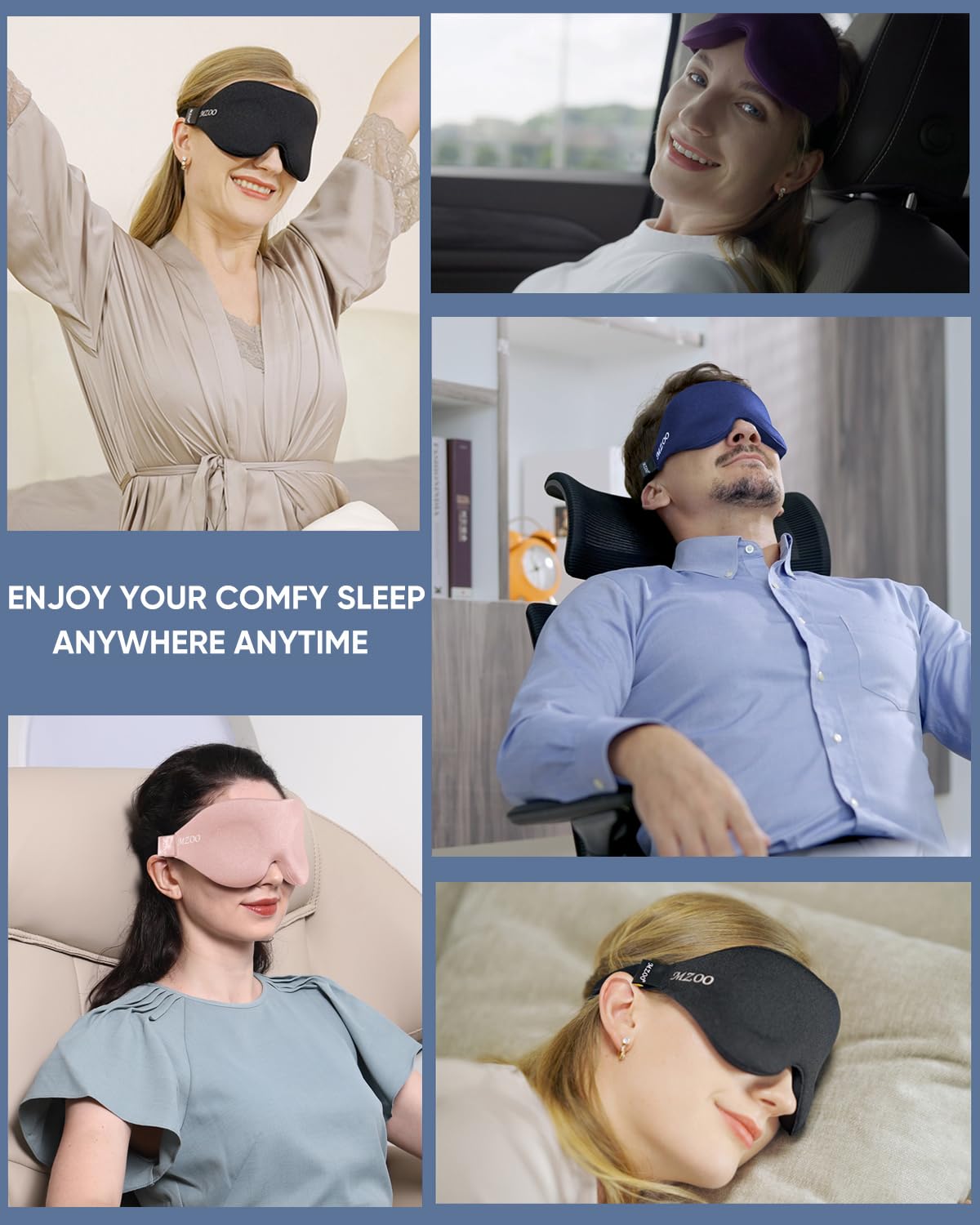 MZOO travel-ready eye mask with compact design for on-the-go naps.