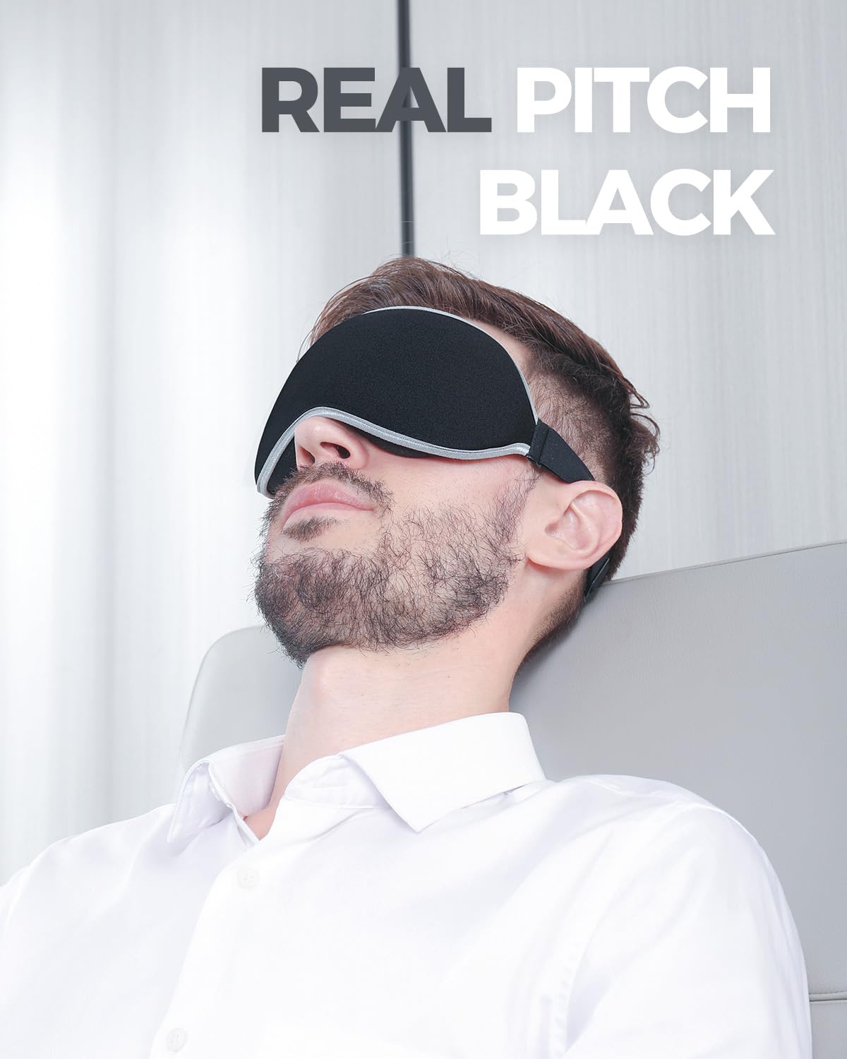 MZOO luxury sleep mask demonstrating side-sleeper fit for comfort