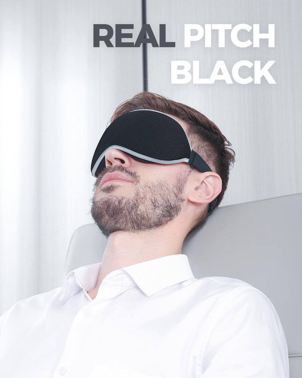 MZOO luxury sleep mask demonstrating side-sleeper fit for comfort