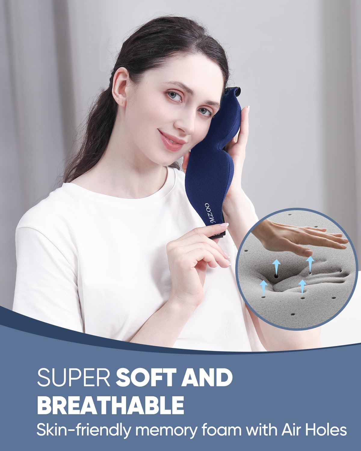 MZOO soft breathable memory foam fabric blocks light while staying cool.