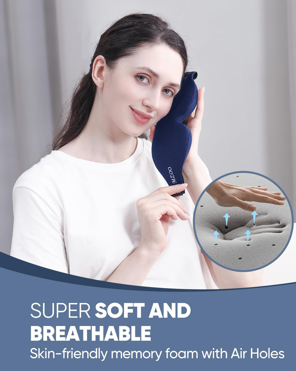 MZOO soft breathable memory foam fabric blocks light while staying cool.