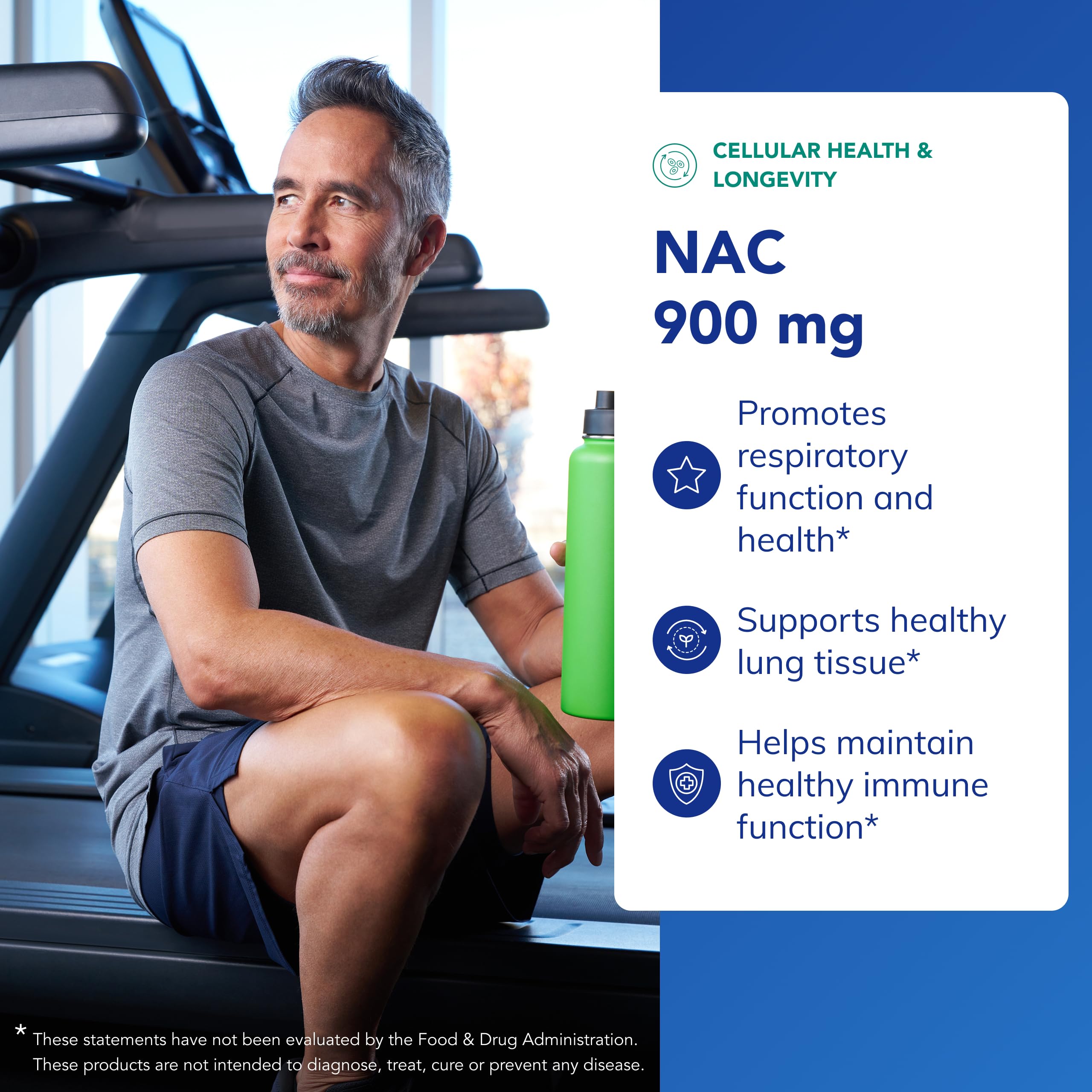 N-acetyl-cysteine 900 mg ingredient panel highlighting purity.