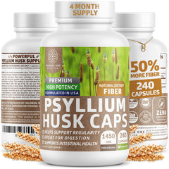 Number One Nutrition N1N Premium Psyllium Husk Capsules bottle pour supports daily fiber intake.
