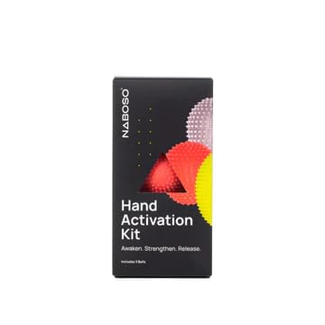 NABOSO hand kit with resistance levels demonstrates progressive training for grip and dexterity.