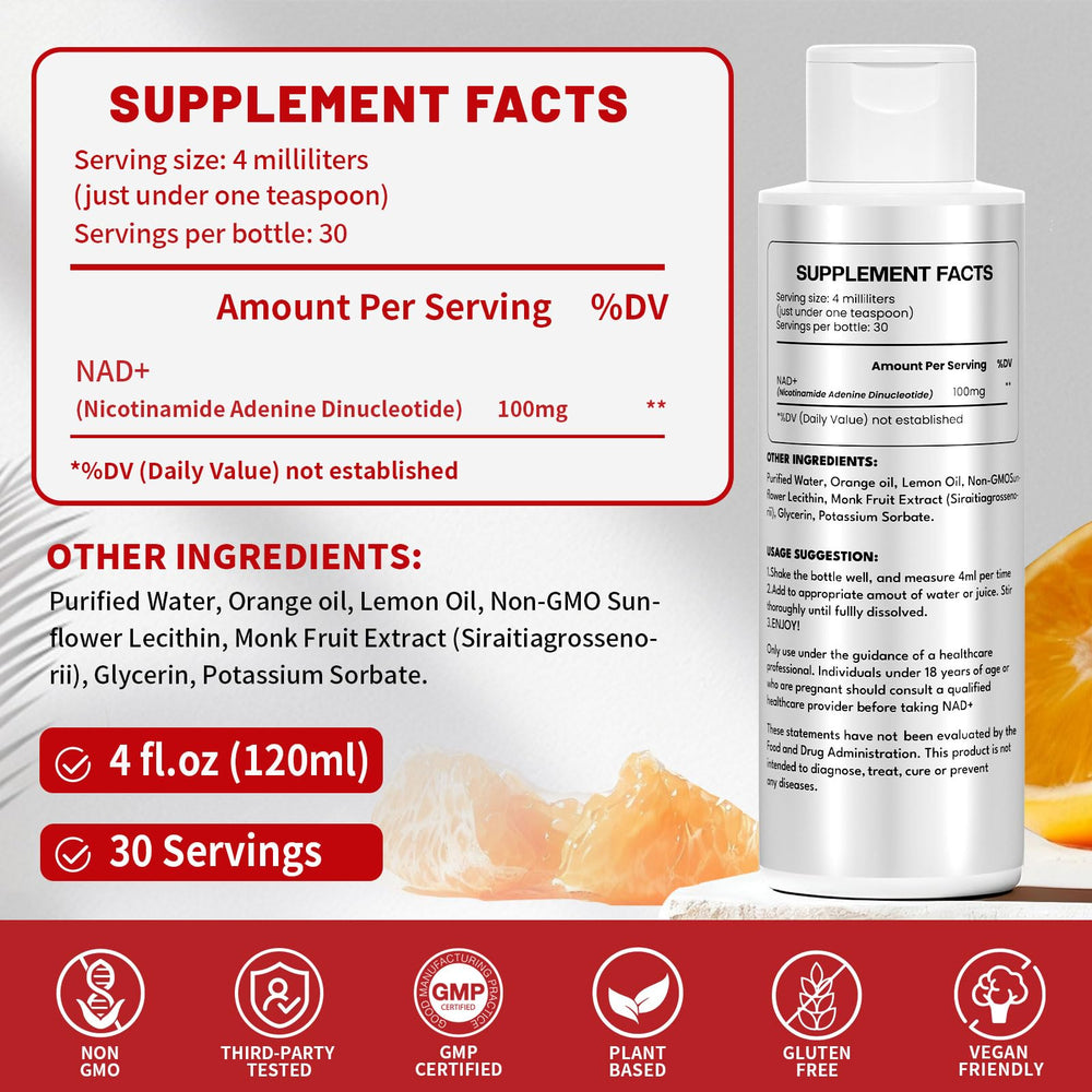 Vervidora NAD+ liposomal label closeup highlights the clean formula.