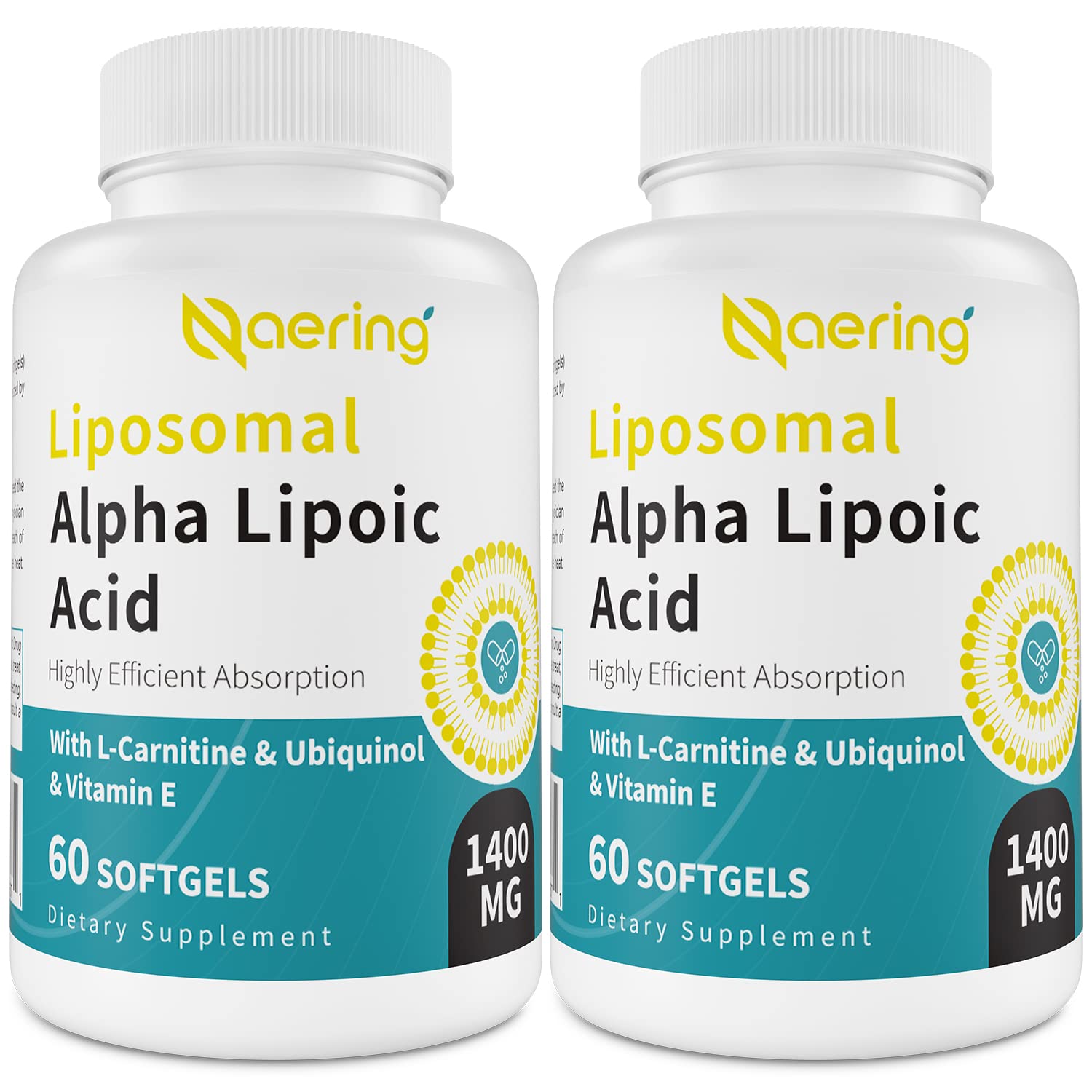 Naering liposomal alpha lipoic acid softgels bottle showing high-dose antioxidant support