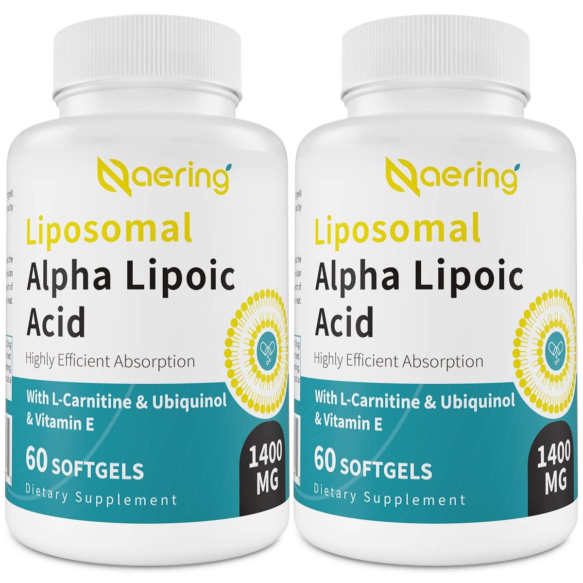 Naering liposomal alpha lipoic acid softgels bottle showing high-dose antioxidant support