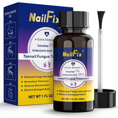NailFix bottle shows the extra-strength formula for toenail care.