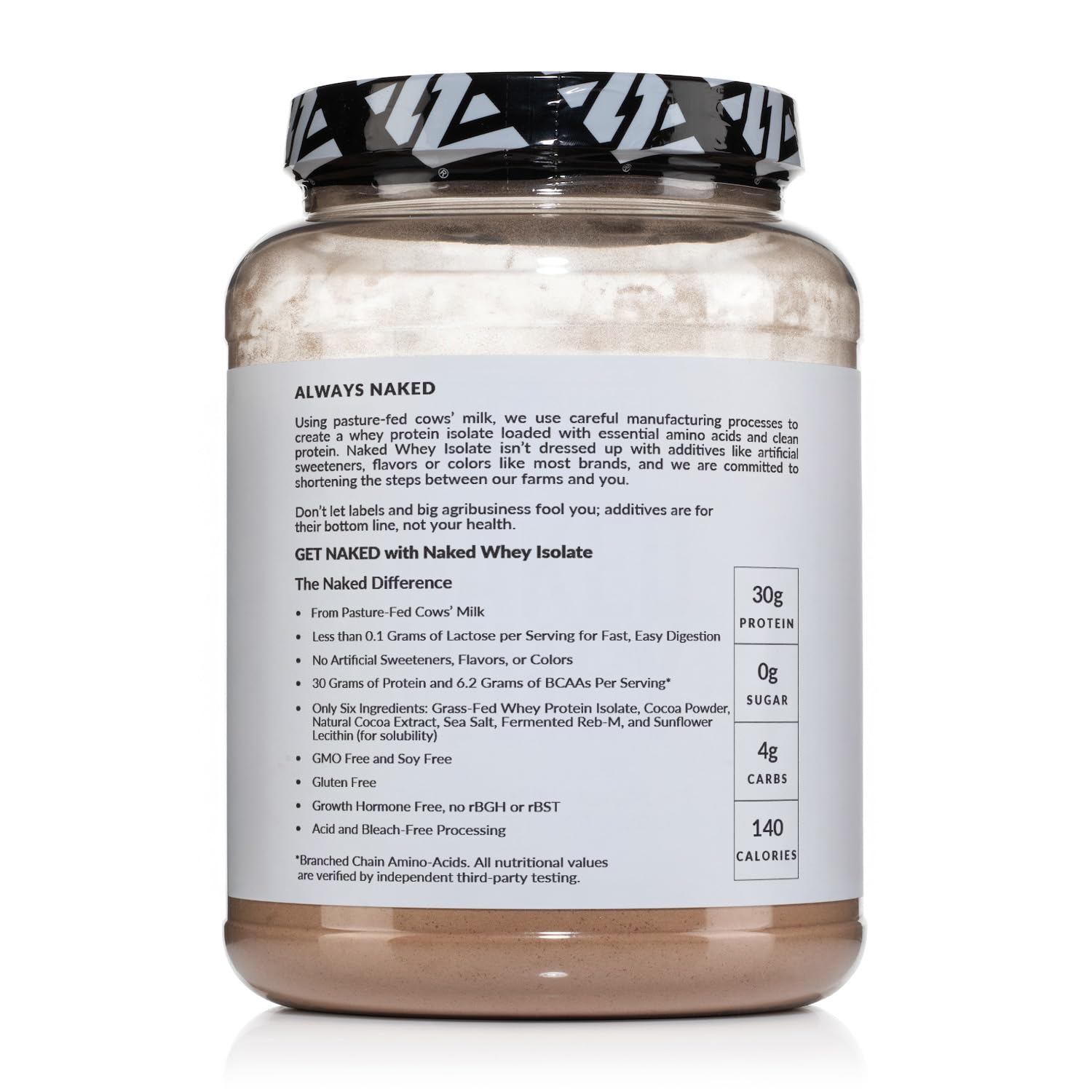 No artificial ingredients badge on NAKED Whey Isolate packaging