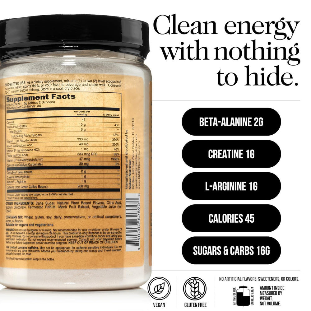 NAKED Citrus Energy label showcases no artificial colors or flavors.