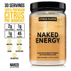 NAKED Citrus Energy prepared drink ready to mix for workouts.