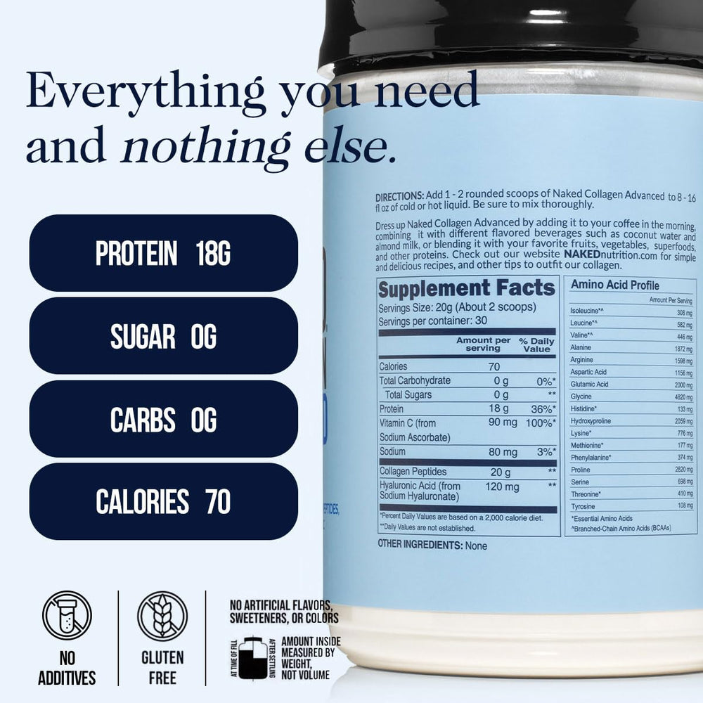 NAKED Collagen Advanced unflavored powder is easy to mix in hot or cold drinks