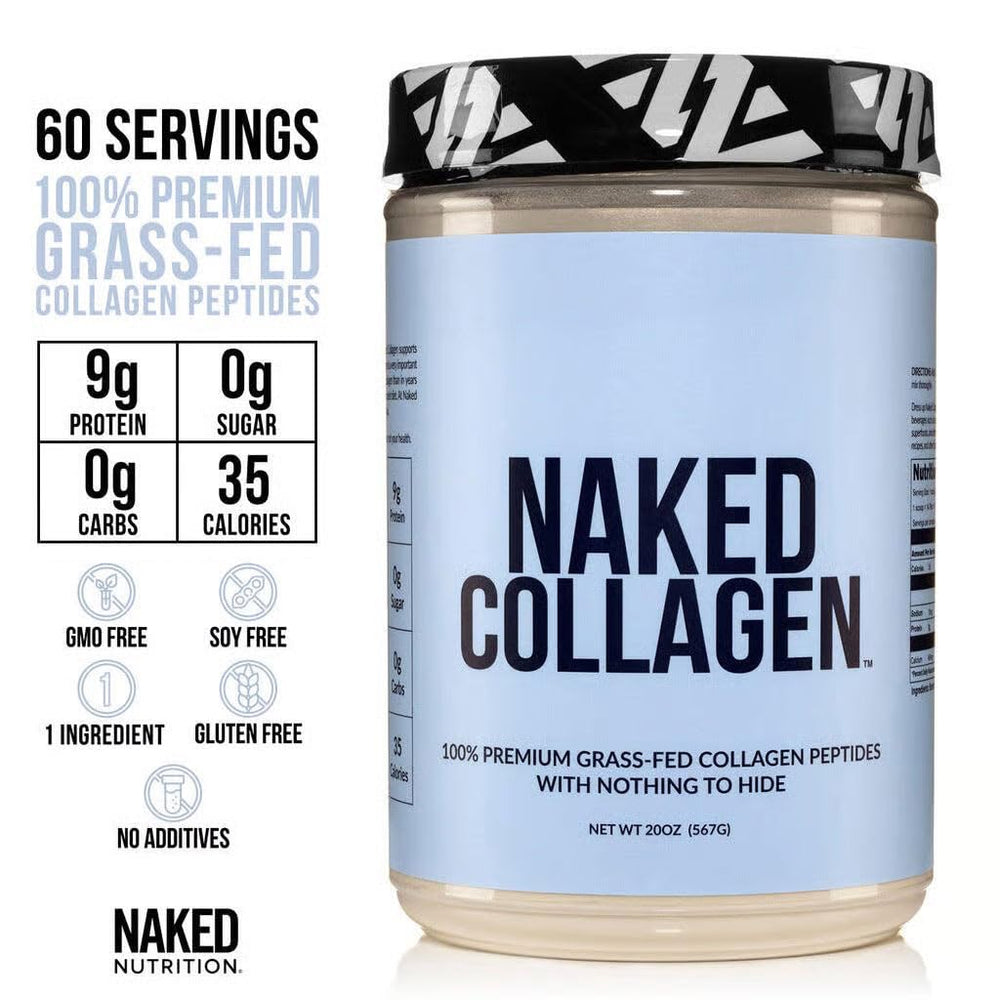 NAKED Collagen Peptides scoop beside powder for easy shakes.
