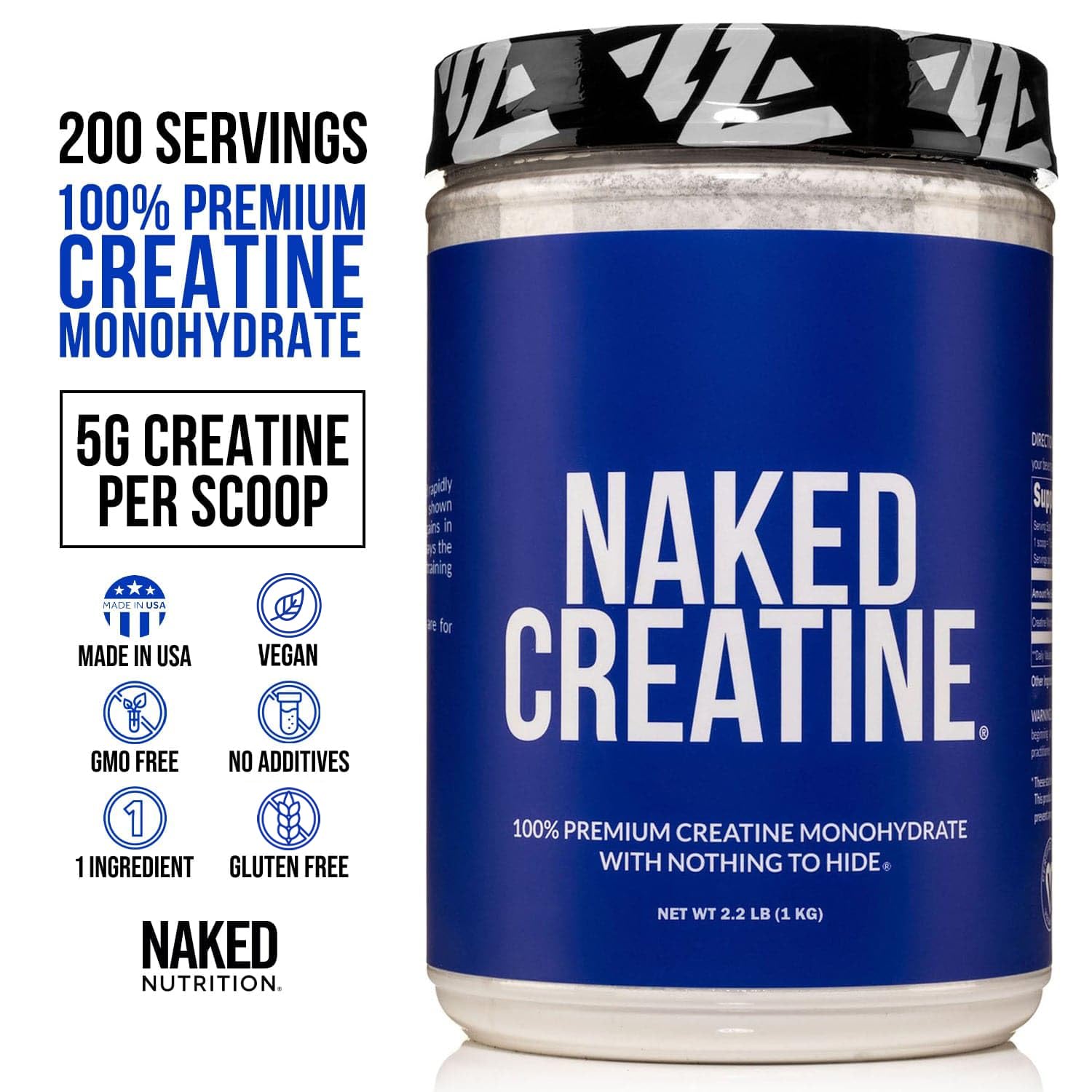 Naked creatine scoop-dissolve demonstrates quick mixability in drinks.