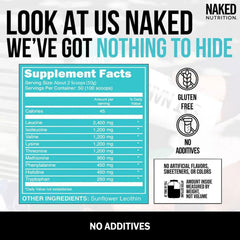 NAKED EAAs powder in liquid highlights fast-dissolving formula for smooth hydration.