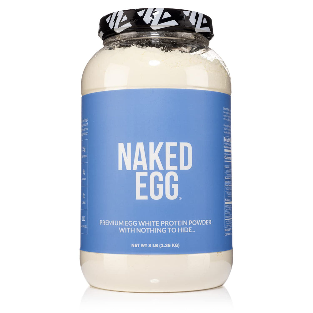 NAKED egg white protein bottle, perfect for quick, clean paleo shakes.
