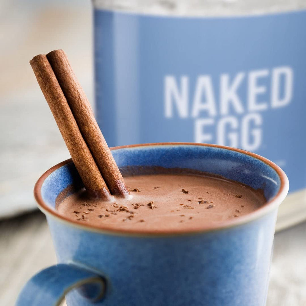 NAKED egg white protein label close-up with no artificial additives.