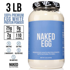 NAKED egg white protein powder texture close-up showing smooth, low-carb formula.