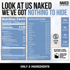 NAKED egg white protein scoop beside powder, ideal for fast, dairy-free shakes.