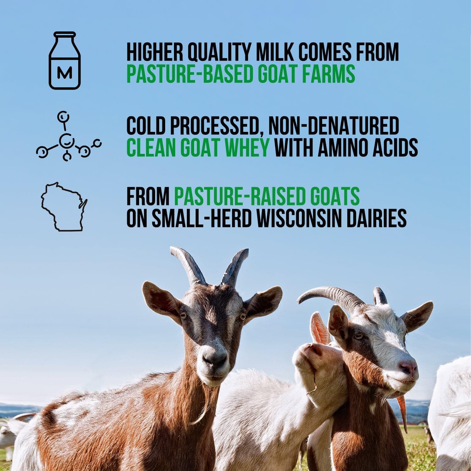 NAKED Goat Chocolate Protein Powder ingredients close-up: 3-ingredient clean protein.