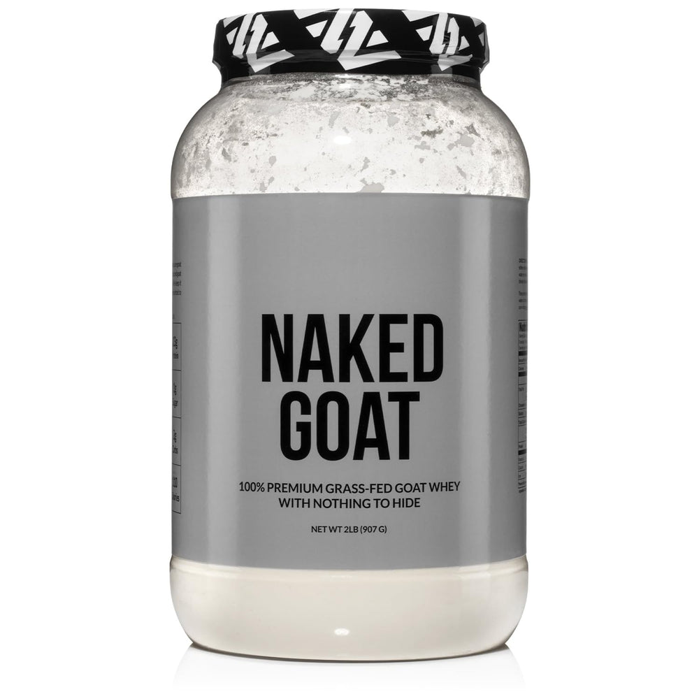NAKED Goat whey powder bulk bag showing pure ingredients for convenient protein supplementation.