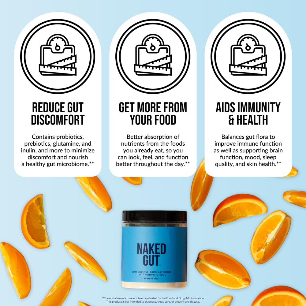 NAKED Gut vegan hypoallergenic badge signaling gentle gut support.