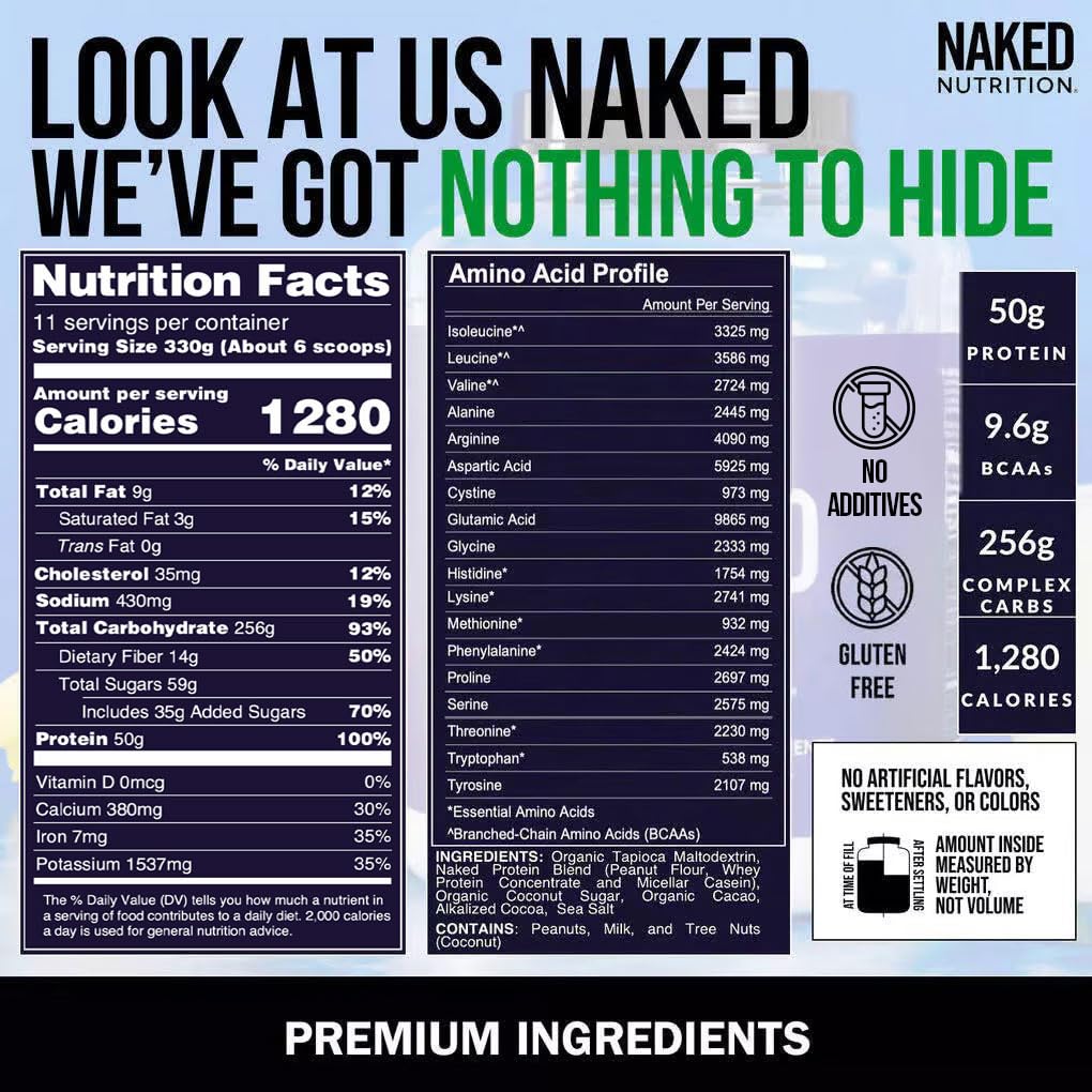 NAKED Mass shake in glass illustrating a calorie-dense smoothie option